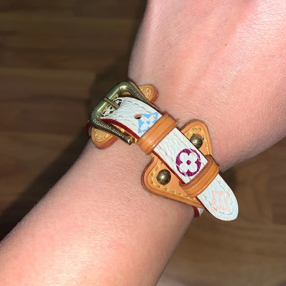 Authentic Louis Vuitton Leather Murakami Bracelet Cuff